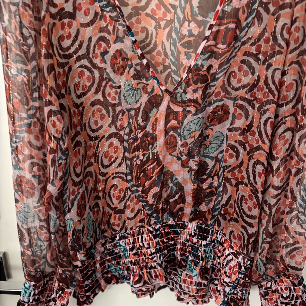 Orange Ruffled Relaxed Blouse - Picture 4 of 5